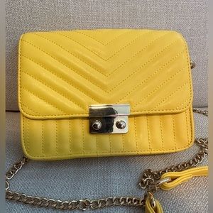Yellow quilted crossbody bag